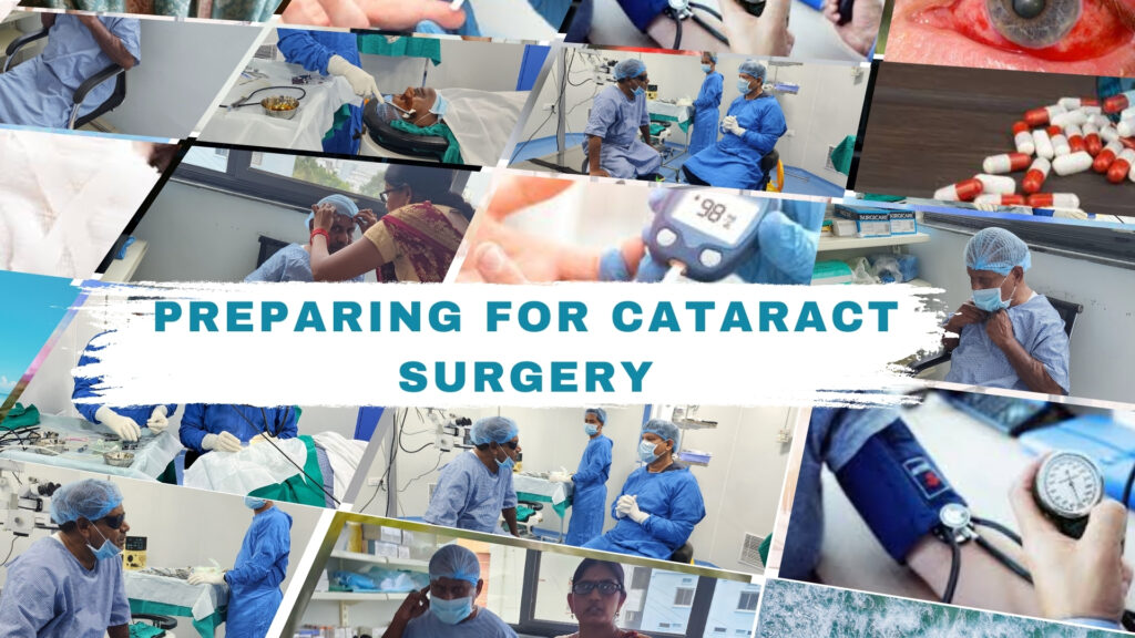 Patients and doctors preparing for cataract surgery at Shanthi Nethralaya Eye Hospital - Pre-surgery medical checks and guidance